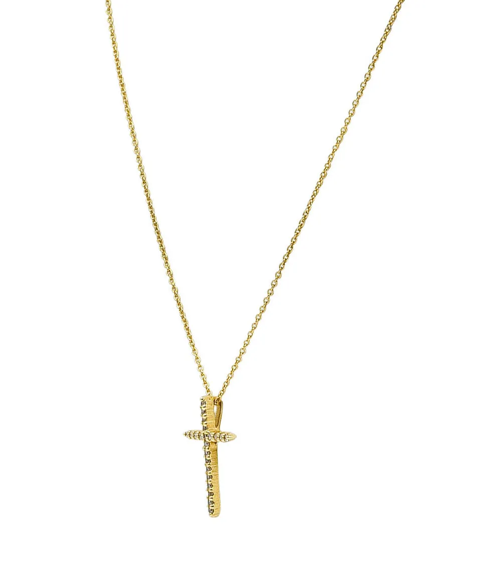 Roberto Coin Diamond 18 Karat Gold Cross Pendant Necklace