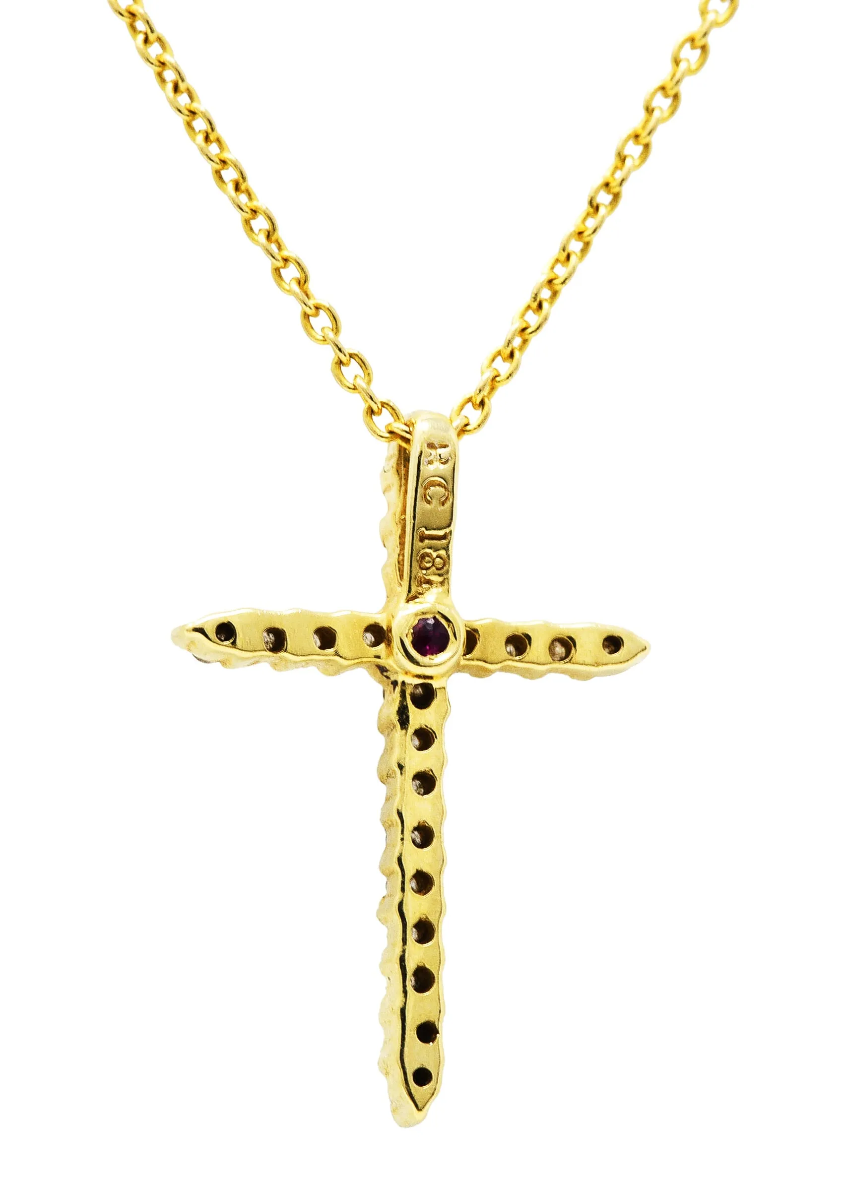 Roberto Coin Diamond 18 Karat Gold Cross Pendant Necklace
