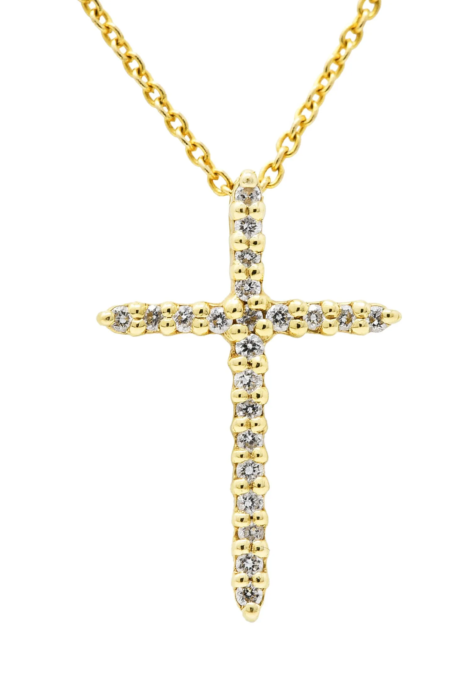 Roberto Coin Diamond 18 Karat Gold Cross Pendant Necklace