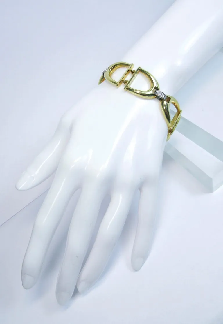 ROBERTO COIN Diamond Bracelet 18 Karat White and Yellow Gold