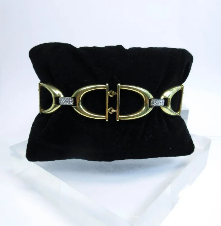 ROBERTO COIN Diamond Bracelet 18 Karat White and Yellow Gold