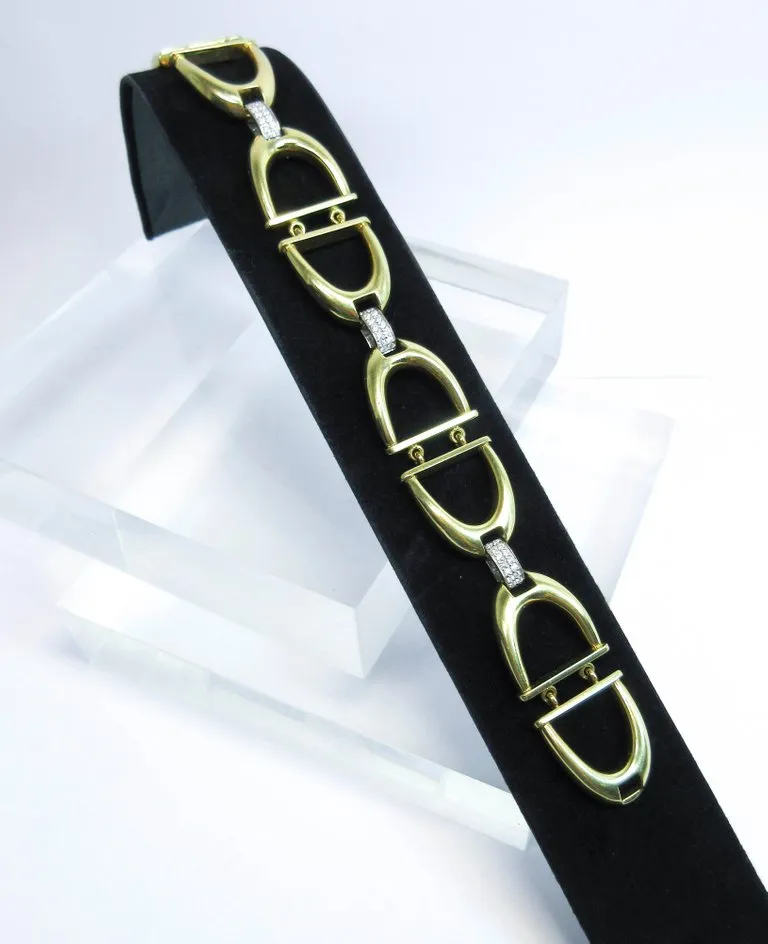 ROBERTO COIN Diamond Bracelet 18 Karat White and Yellow Gold