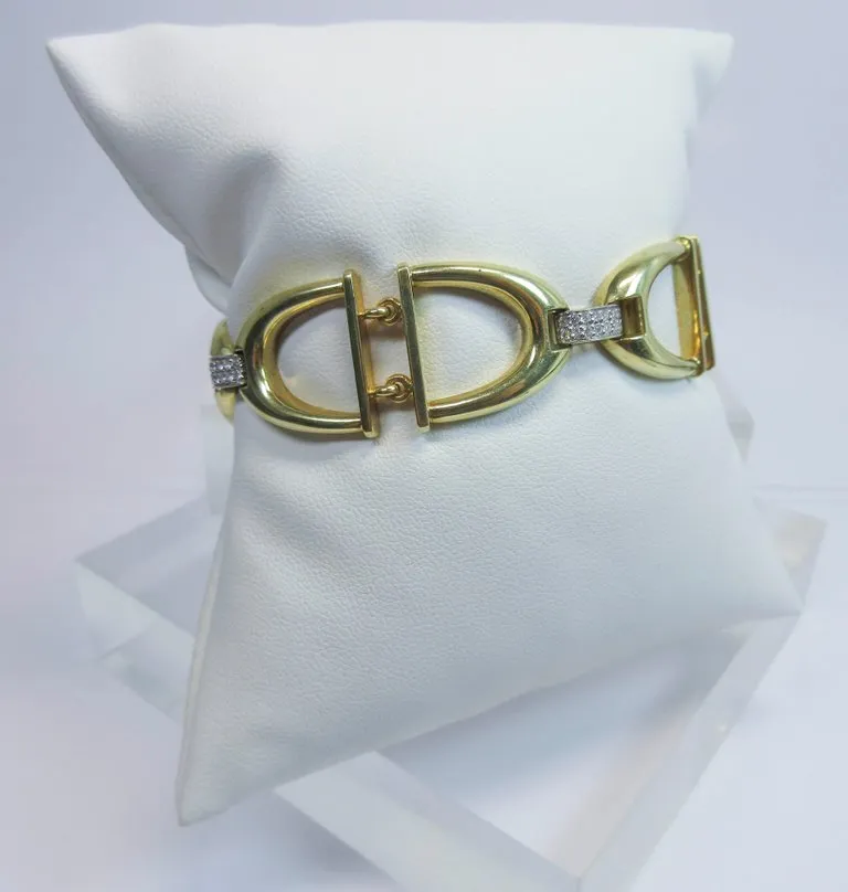 ROBERTO COIN Diamond Bracelet 18 Karat White and Yellow Gold