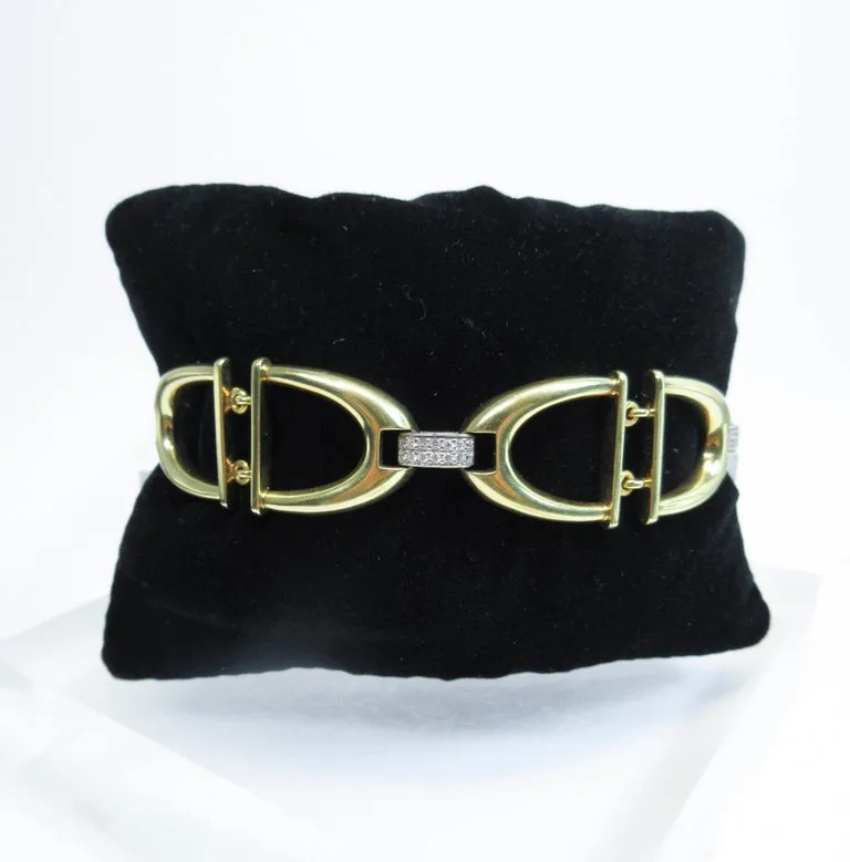 ROBERTO COIN Diamond Bracelet 18 Karat White and Yellow Gold
