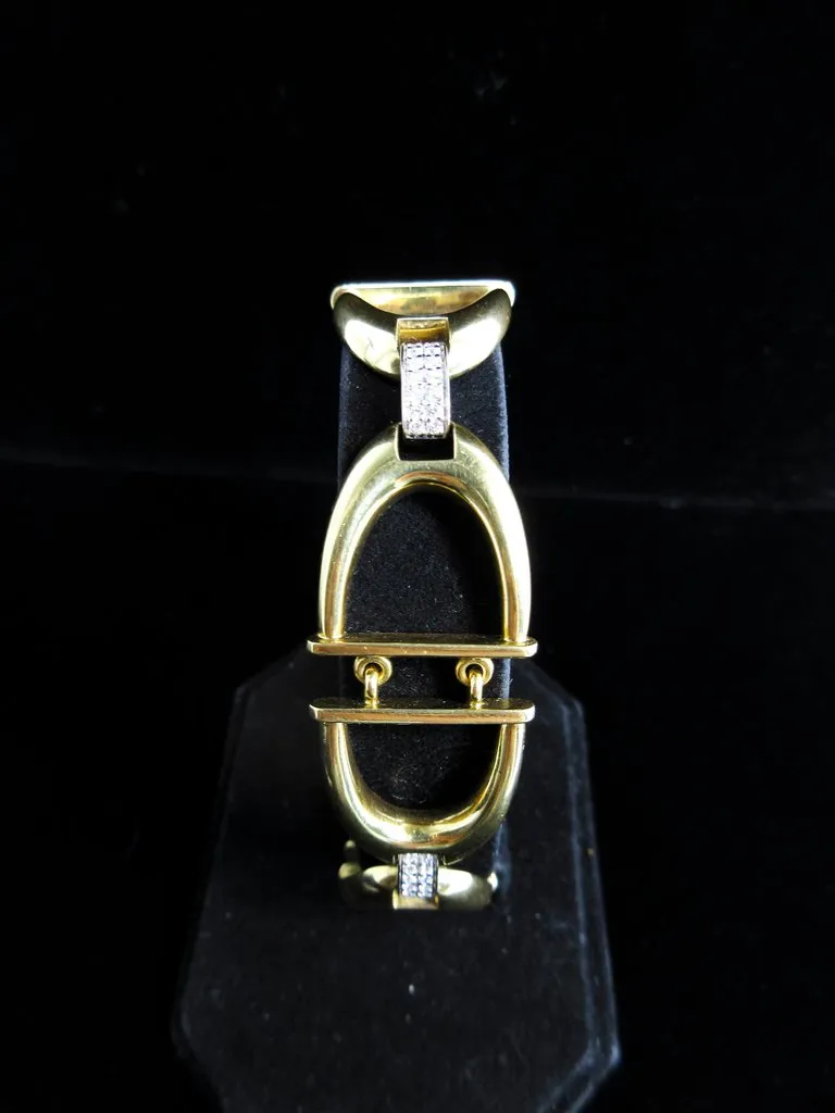 ROBERTO COIN Diamond Bracelet 18 Karat White and Yellow Gold