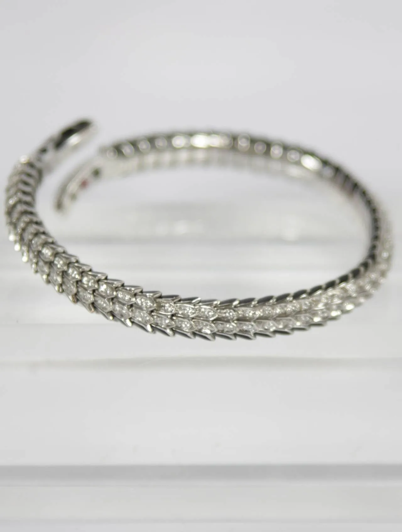 ROBERTO COIN Diamond Pave Gold Snake Wrap Cuff Bracelet
