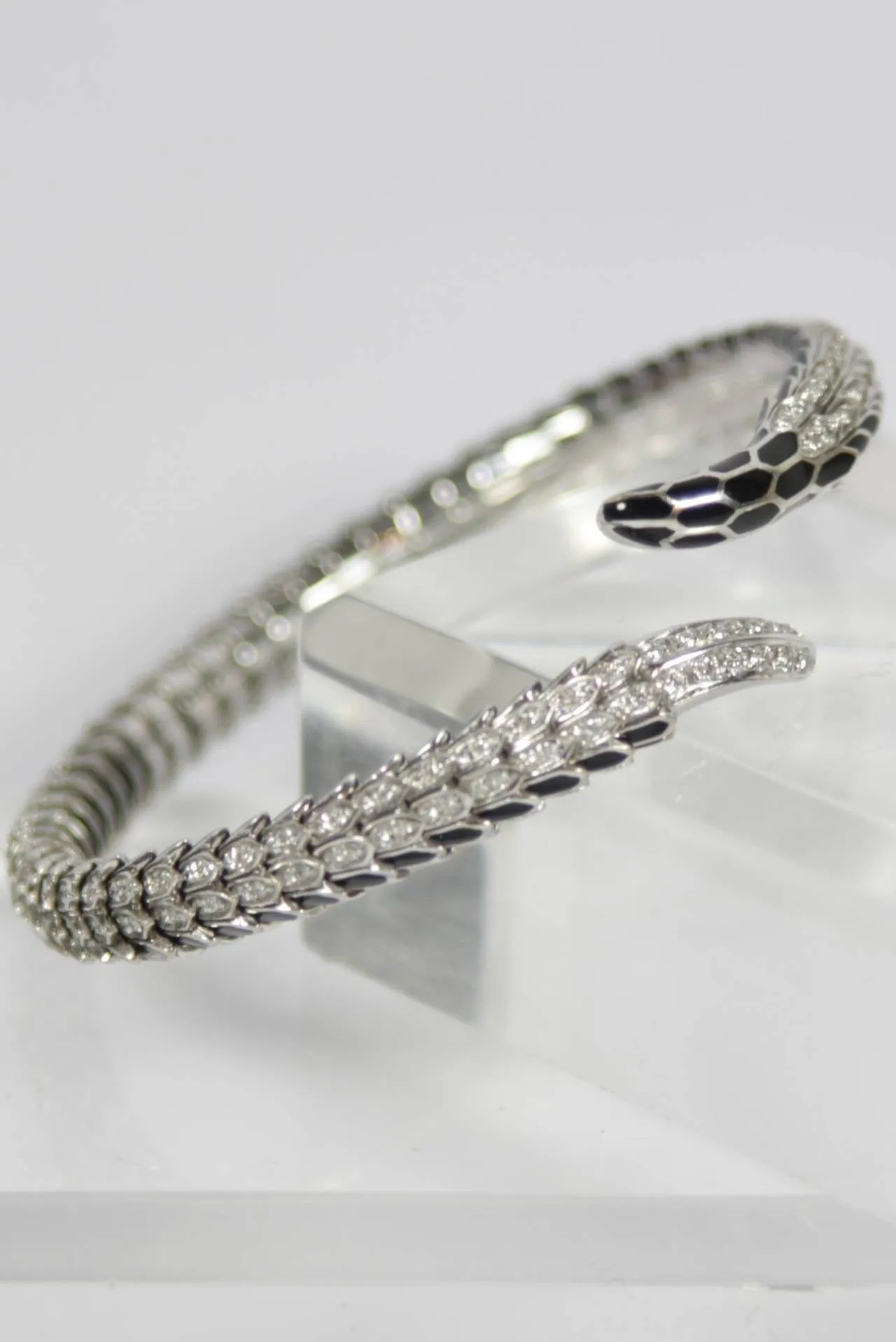 ROBERTO COIN Diamond Pave Gold Snake Wrap Cuff Bracelet