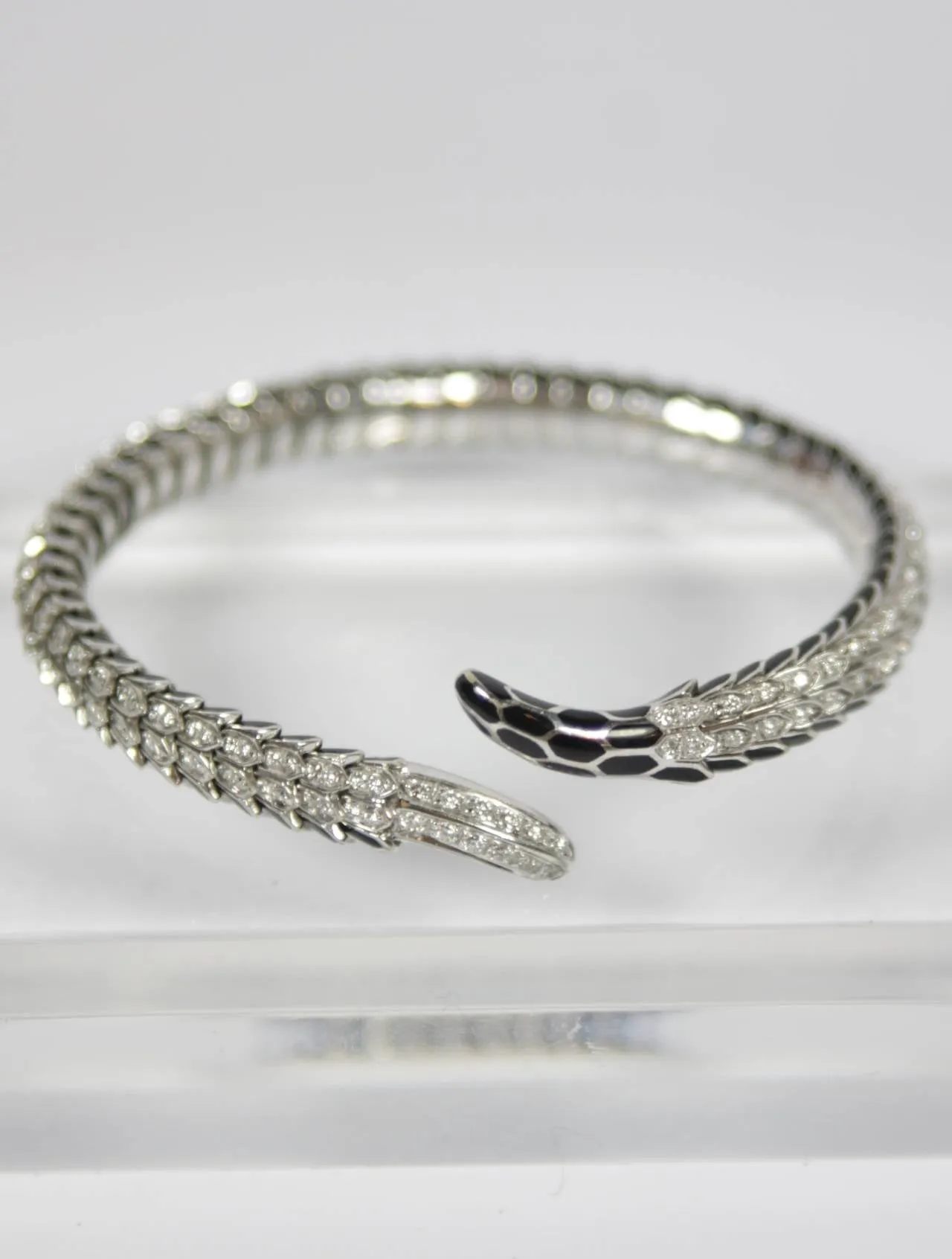 ROBERTO COIN Diamond Pave Gold Snake Wrap Cuff Bracelet