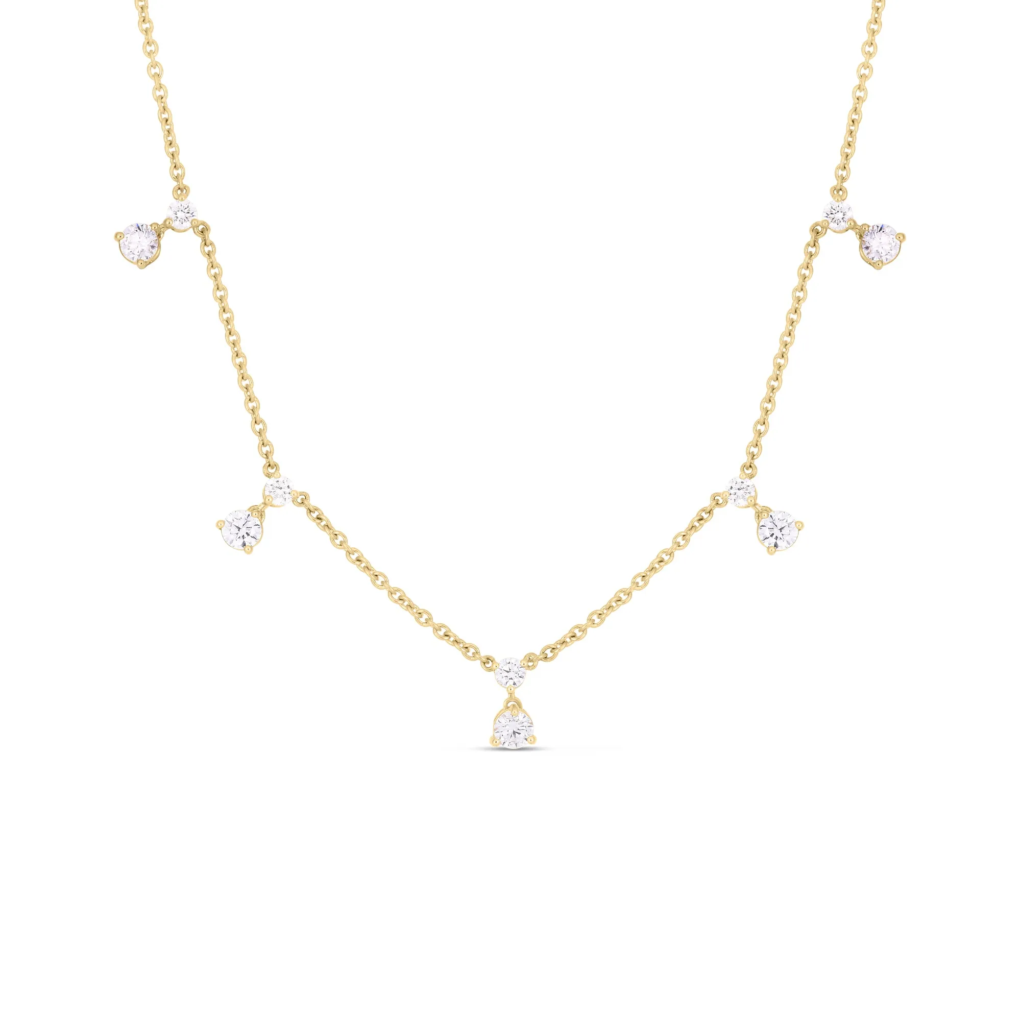 Roberto Coin Diamonds by the Inch Five Station Diamond Drop Necklace in 18K Gold