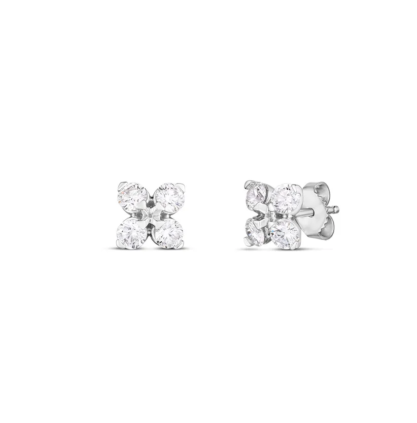 Roberto Coin Love in Verona White Gold Diamond Stud Earrings