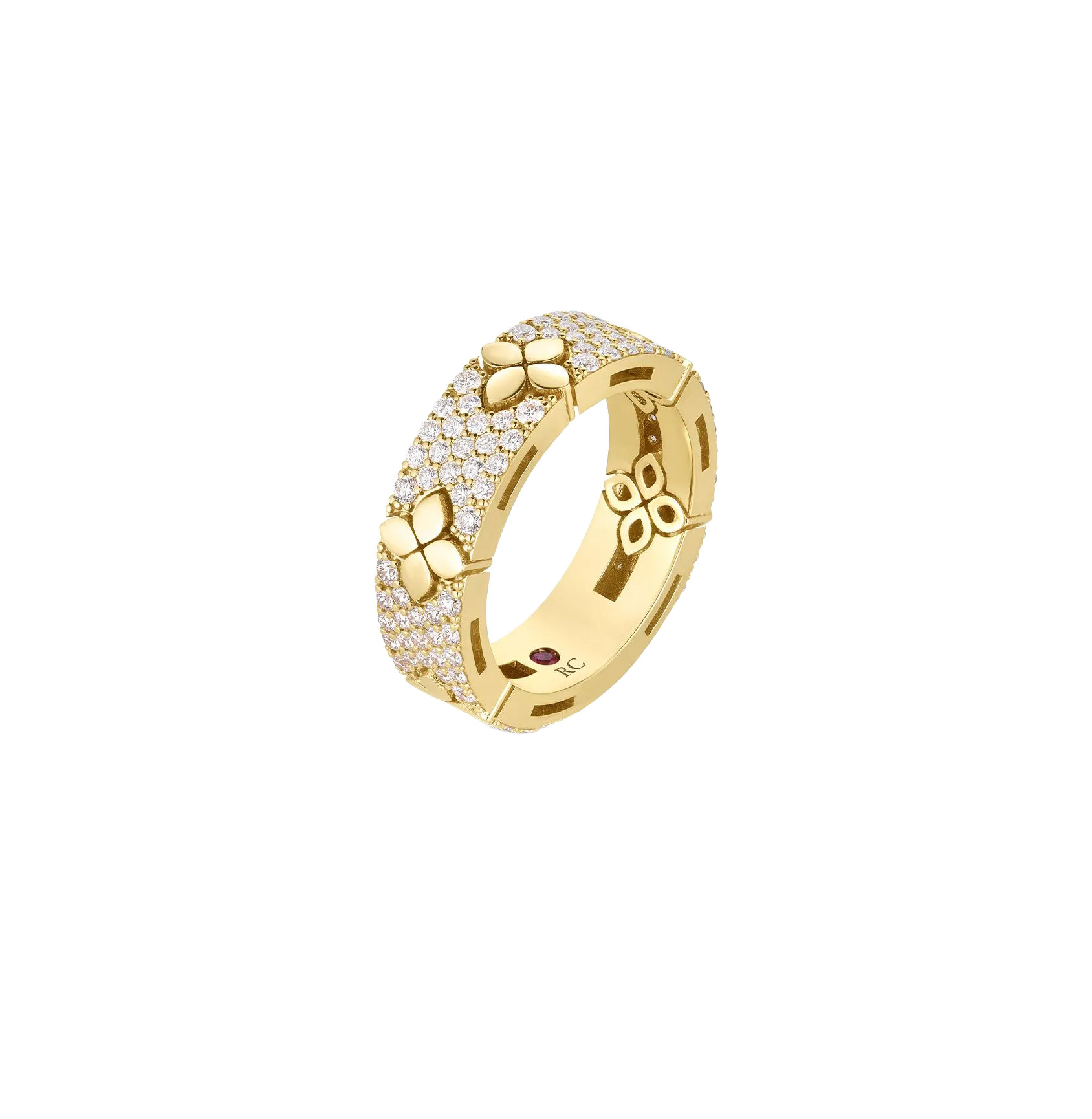 Roberto Coin Love in Verona Yellow Gold Flower Diamond Band