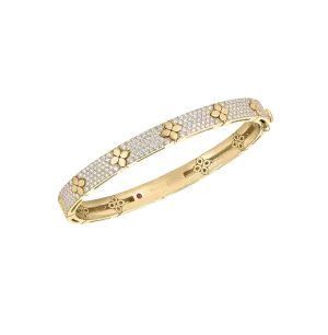 Roberto Coin Love in Verona Yellow Gold Flower Diamond Bangle