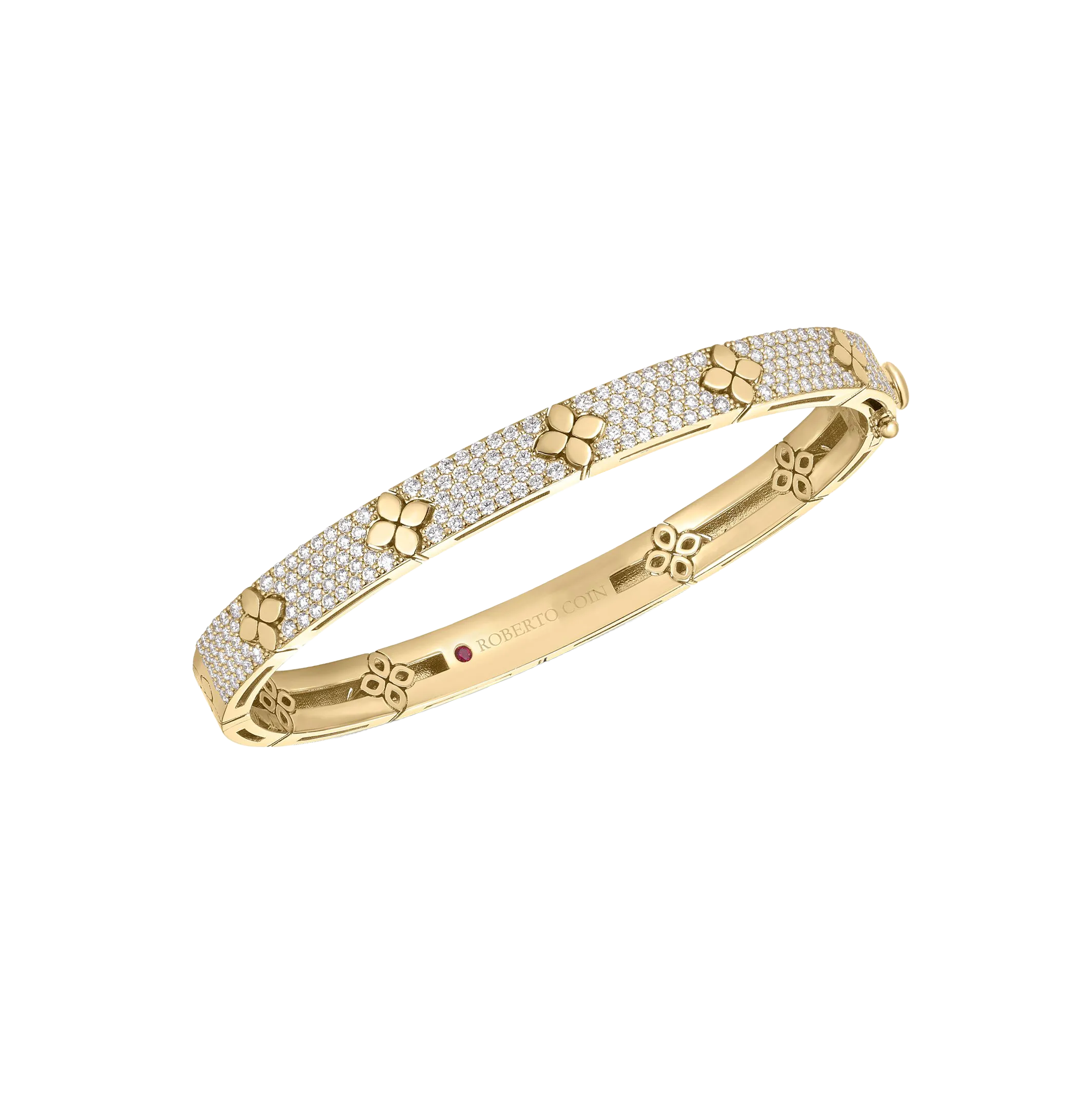 Roberto Coin Love in Verona Yellow Gold Flower Diamond Bangle