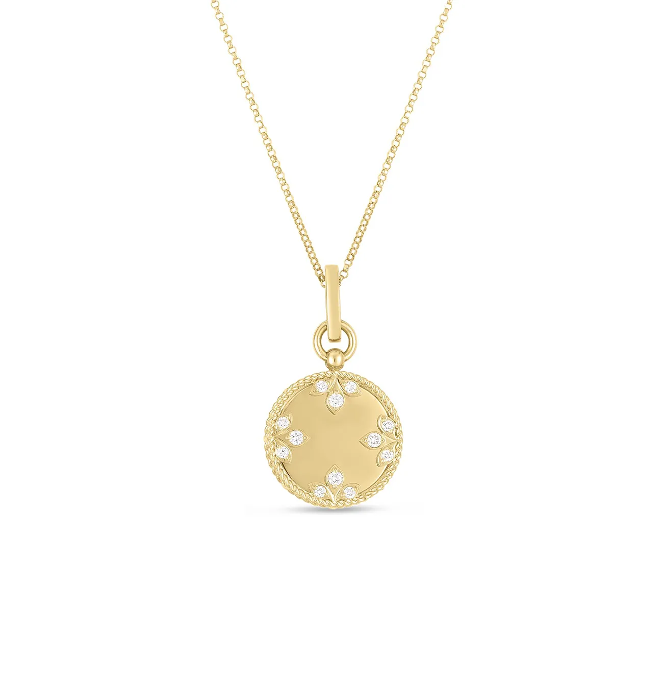 Roberto Coin Medallion Charms Yellow Gold Small Diamond Necklace