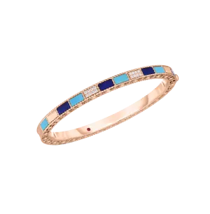 Roberto Coin Mosaic Rose Gold Lapis and Turquoise Bangle with Diamonds