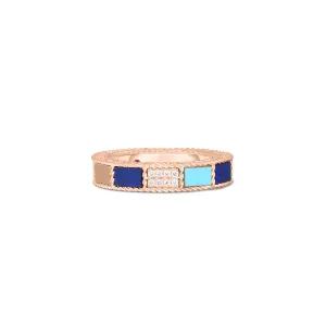 Roberto Coin Mosaic Rose Gold Lapis, Turquoise and Diamond Ring