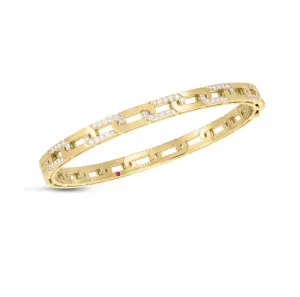 Roberto Coin Navarra Yellow Gold Slim Bangle with Diamonds