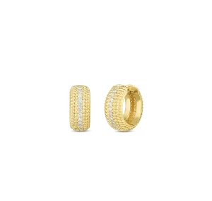 Roberto Coin Opera Yellow Gold Diamond Hoop Earrings