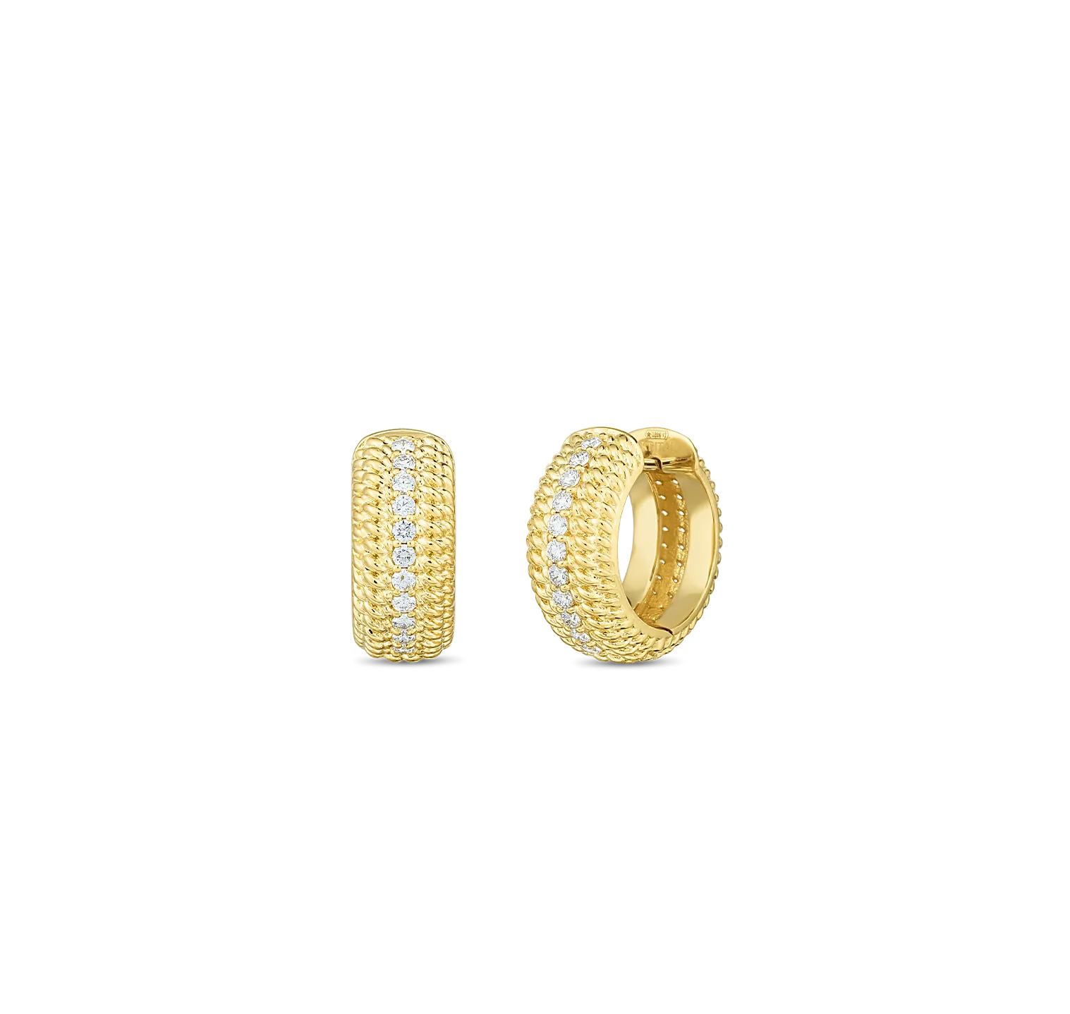 Roberto Coin Opera Yellow Gold Diamond Hoop Earrings