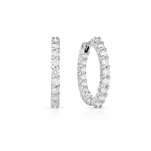 Roberto Coin Perfect Diamond Hoops 18K White Gold Medium Diamond Hoops