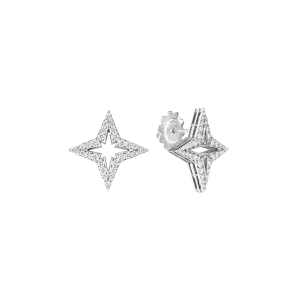 Roberto Coin Princess Star White Gold Diamond Stud Earrings