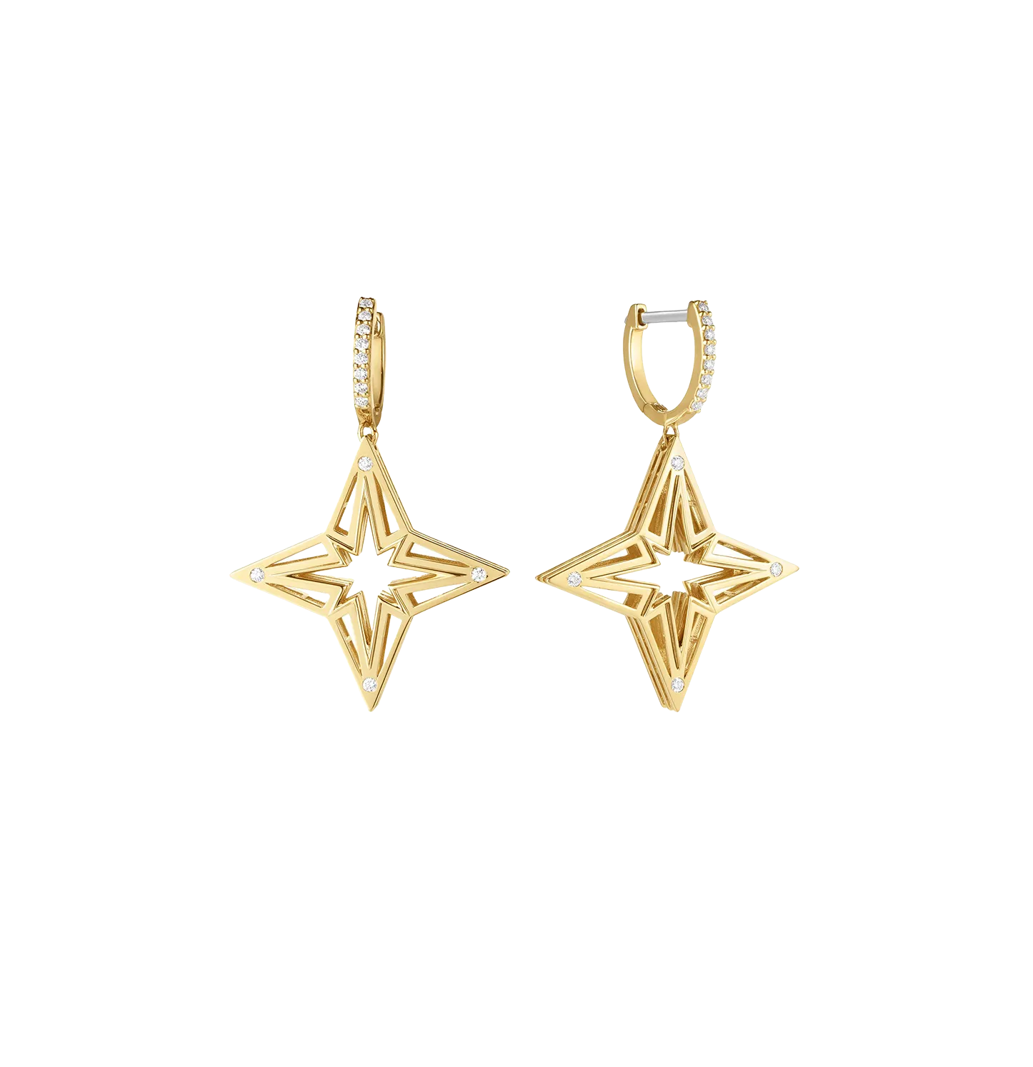 Roberto Coin Princess Star Yellow Gold Star Dangle Earrings