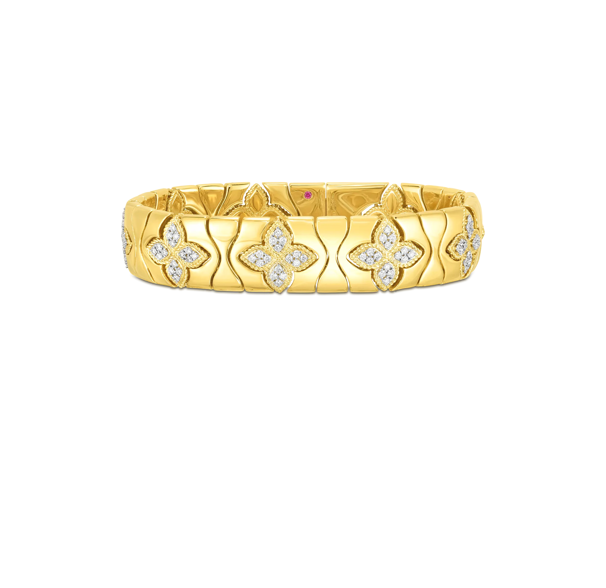 Roberto Coin Royal Princess Flower Yellow Gold Bracelet with Diamonds