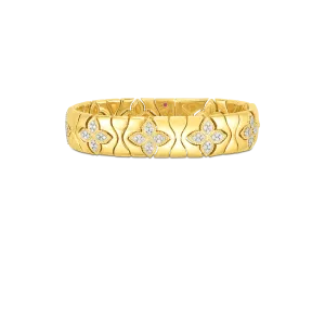 Roberto Coin Royal Princess Flower Yellow Gold Bracelet with Diamonds