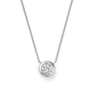 Roberto Coin Tiny Treasures 18K White Gold Bezel Set Solitaire Necklace