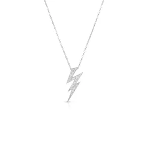 Roberto Coin Tiny Treasures 18K White Gold Diamond Lightening Bolt Necklace
