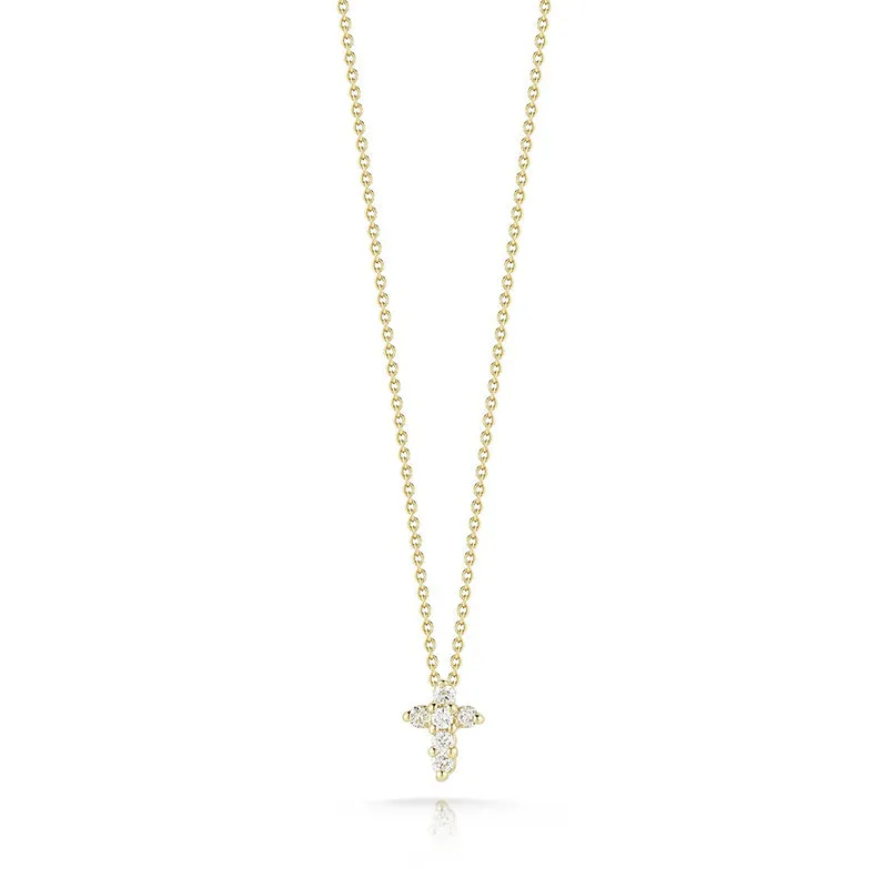 Roberto Coin Tiny Treasures Small Yellow Gold and Diamond Cross Pendant