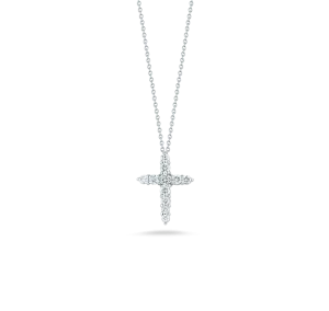 Roberto Coin Tiny Treasures White Gold Diamond Cross Necklace