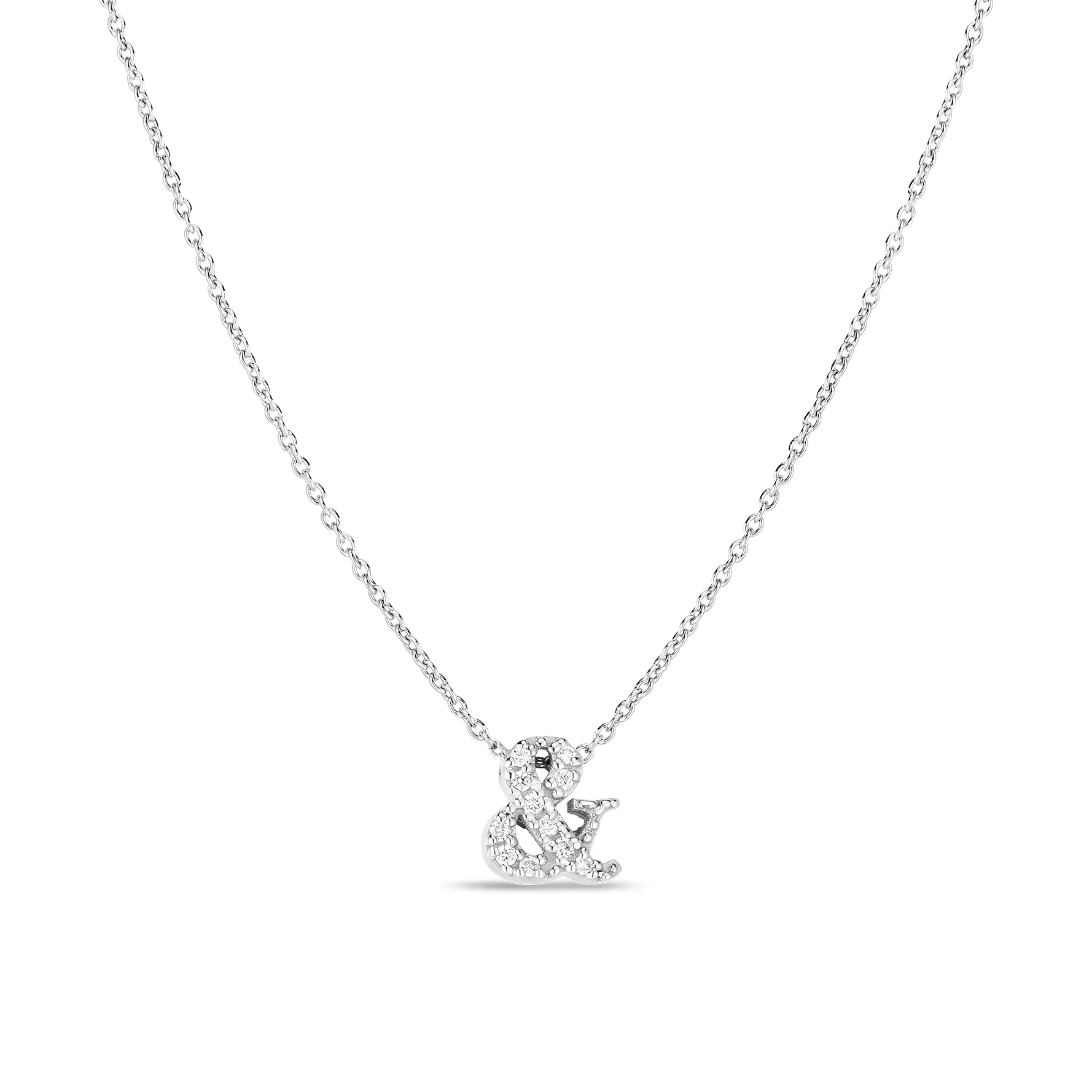Roberto Coin Tiny Treasures White Gold Diamond "&" Symbol Necklace