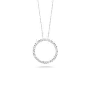 Roberto Coin Tiny Treasures White Gold Small Diamond Circle Necklace