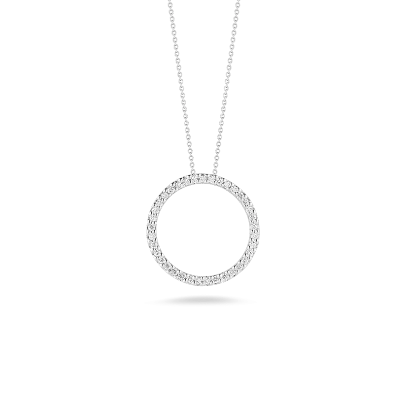 Roberto Coin Tiny Treasures White Gold Small Diamond Circle Necklace