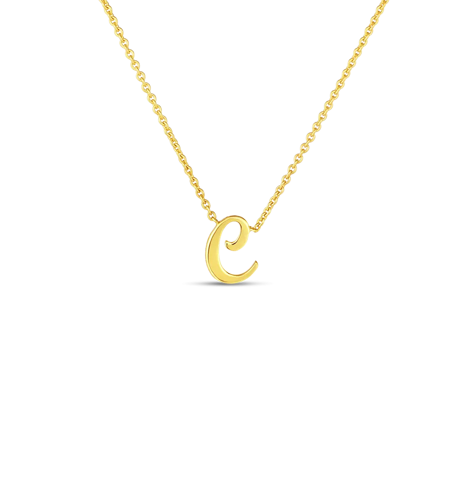 Roberto Coin Tiny Treasures Yellow Gold Script Initial "C" Necklace