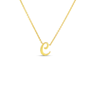 Roberto Coin Tiny Treasures Yellow Gold Script Initial "C" Necklace