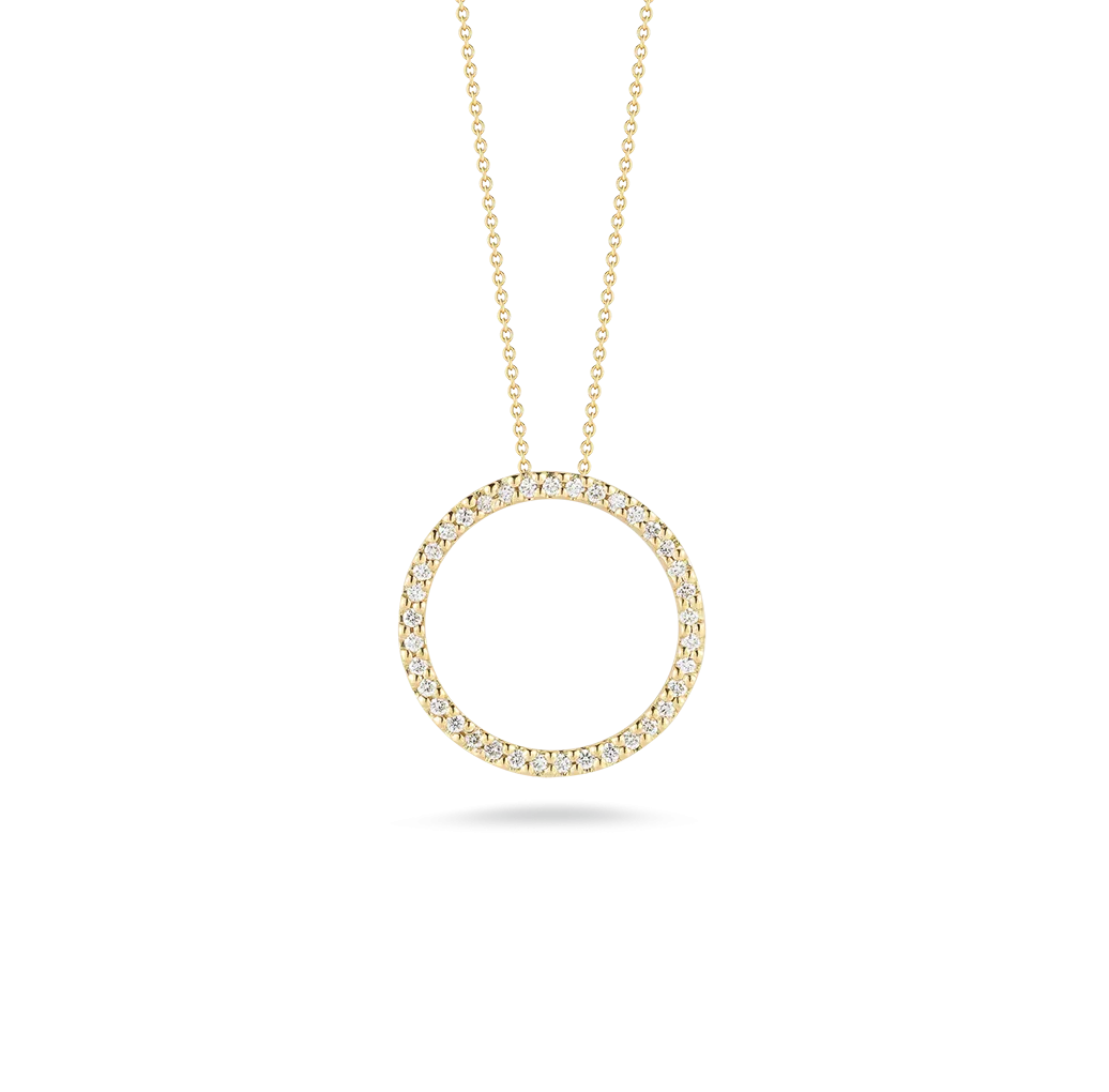 Roberto Coin Tiny Treasures Yellow Gold Small Diamond Circle Necklace