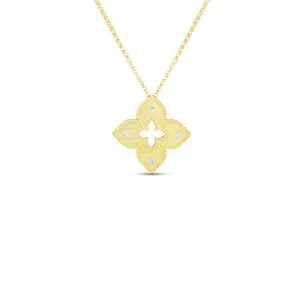 Roberto Coin Venetian Princess Diamond Flower Pendant in 18K Yellow Gold