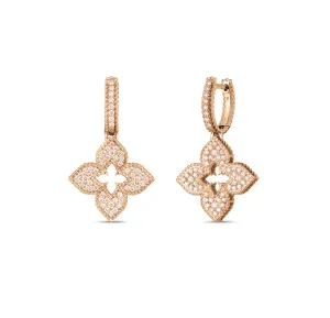Roberto Coin Venetian Princess Rose Gold Flower Diamond Earrings