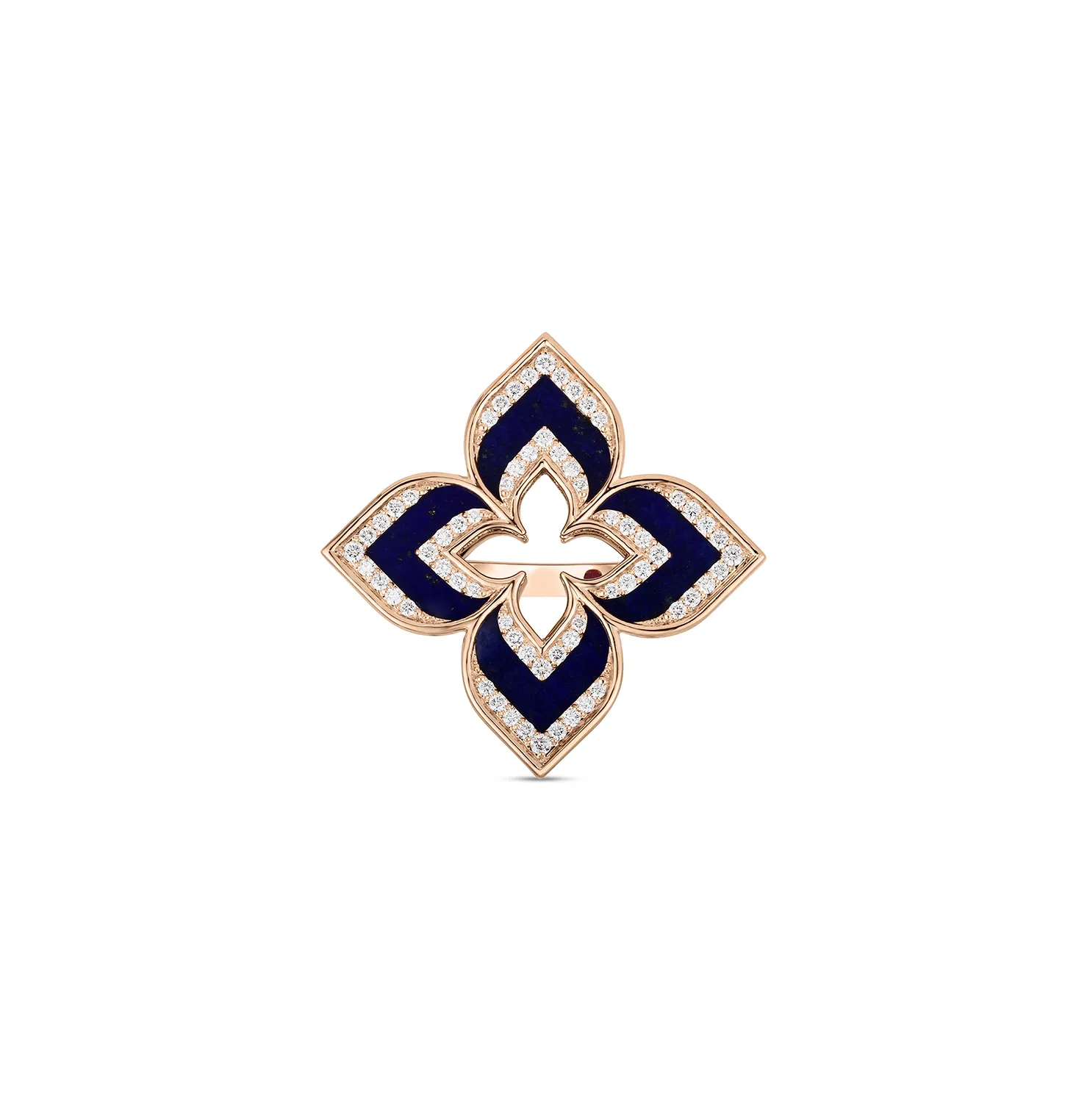 Roberto Coin Venetian Princess Rose Gold Frame Flower Lapis Ring