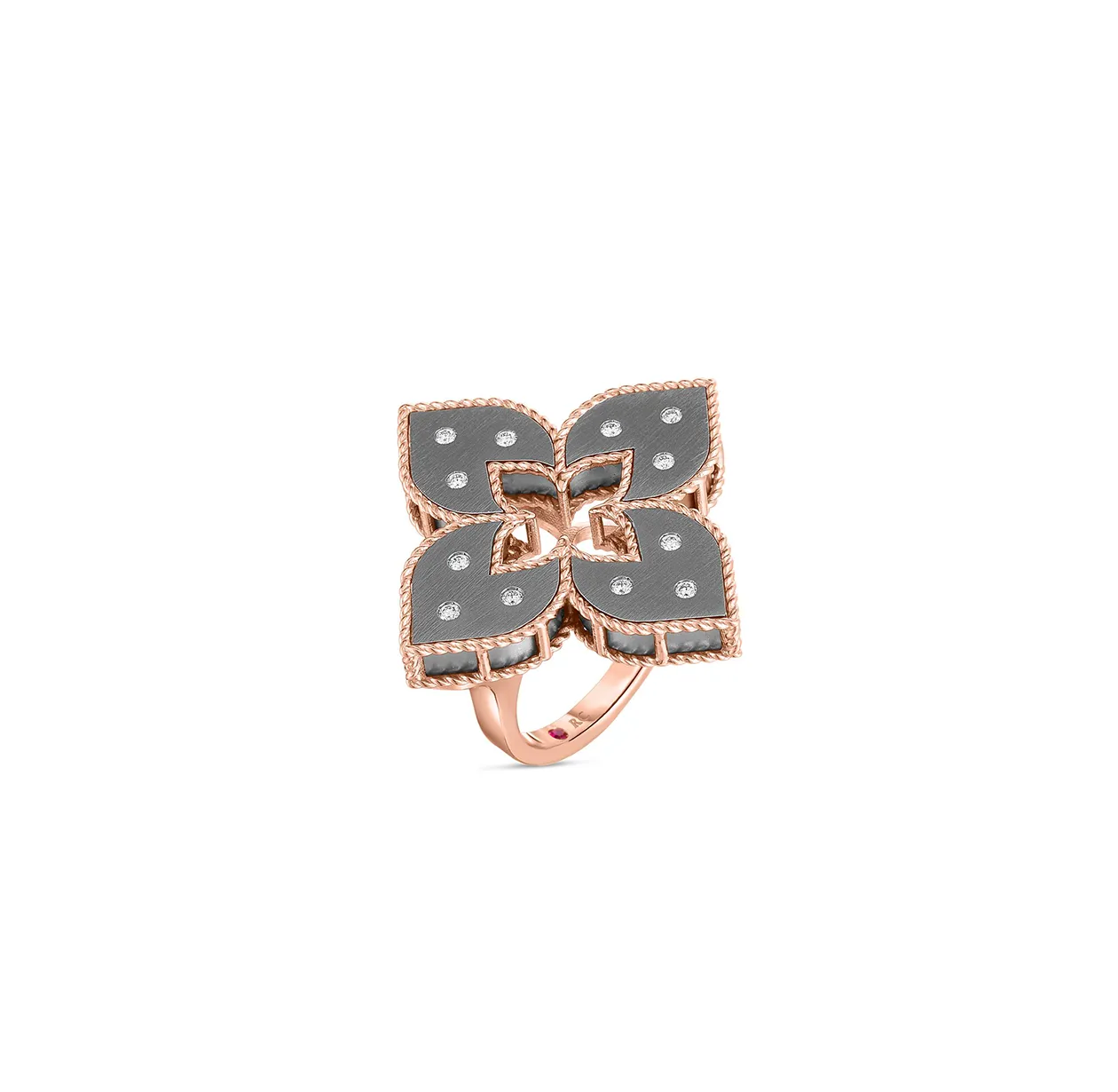 Roberto Coin Venetian Princess Rose Gold Titanium Diamond Ring