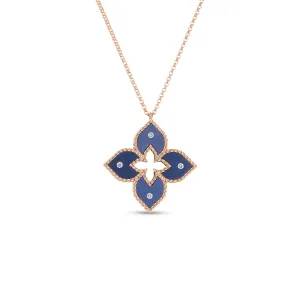 Roberto Coin Venetian Princess Small Blue Titanium and Diamond Flower Pendant