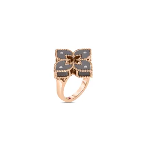 Roberto Coin Venetian Princess Small Gray Titanium and Diamond Flower Ring