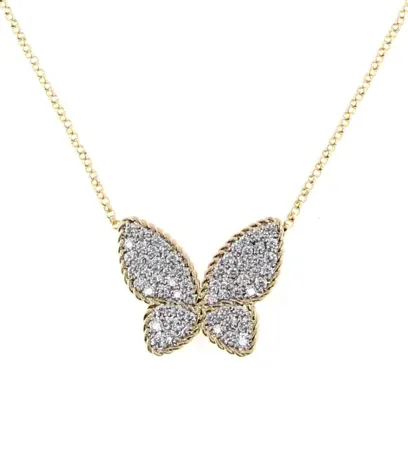 Roberto Coin Yellow Gold Butterfly Diamond Necklace