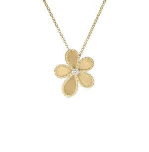 Roberto Coin Yellow Gold Flower Necklace with Diamonds