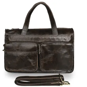 ROCKCOW Full Grain Leather Briefcase Men's Travel Messenger Shoulder Bag 7138