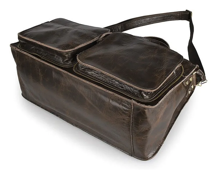 ROCKCOW Full Grain Leather Briefcase Men's Travel Messenger Shoulder Bag 7138