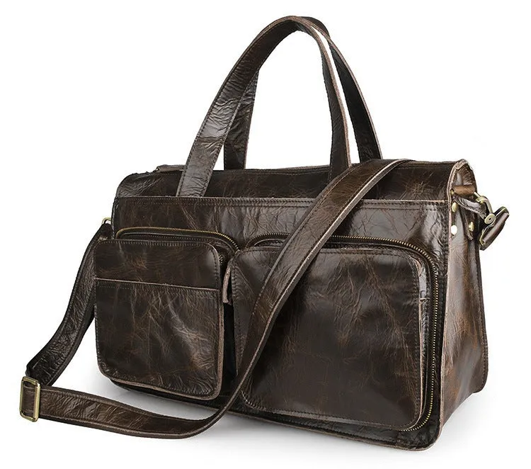 ROCKCOW Full Grain Leather Briefcase Men's Travel Messenger Shoulder Bag 7138