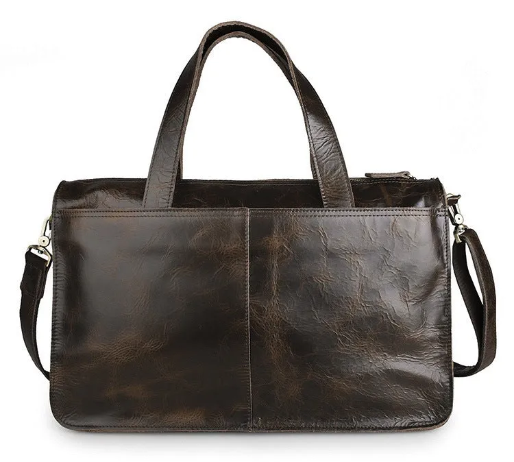 ROCKCOW Full Grain Leather Briefcase Men's Travel Messenger Shoulder Bag 7138